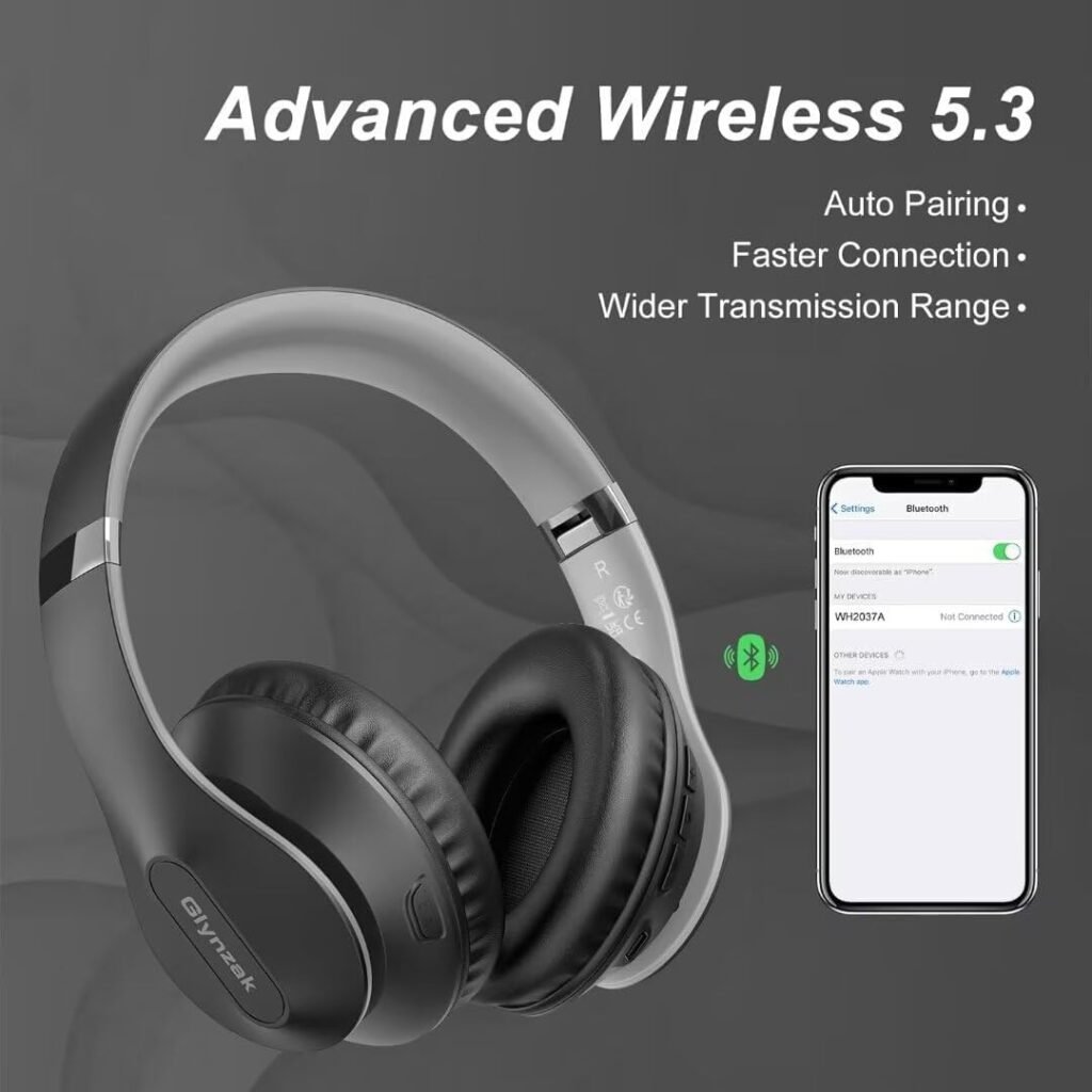 Glynzak Wireless Bluetooth Headphones Bluetooth V5.3, these headphones provide fast and stable connections