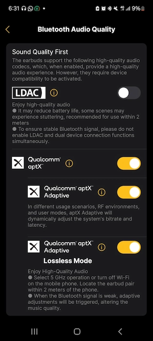EarFun Air Pro 4 supports aptX Adaptive and LDAC