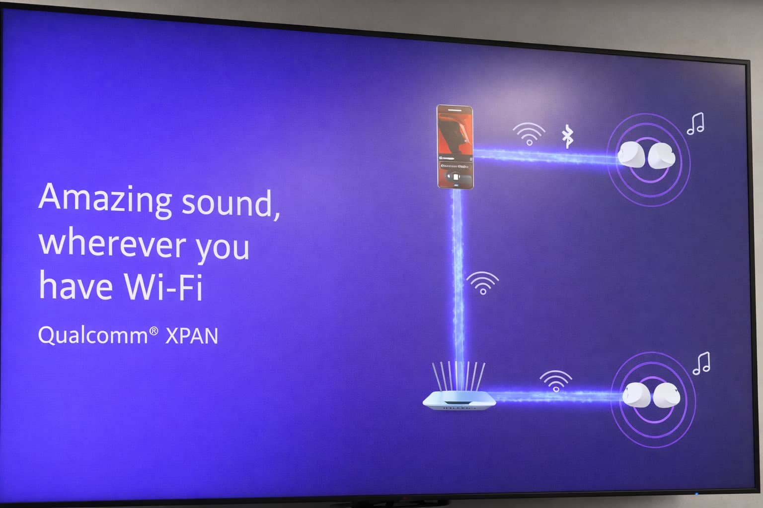 The XPAN listening system used a Qualcomm XPAN evaluation board, shown publicly in Japan for the first time