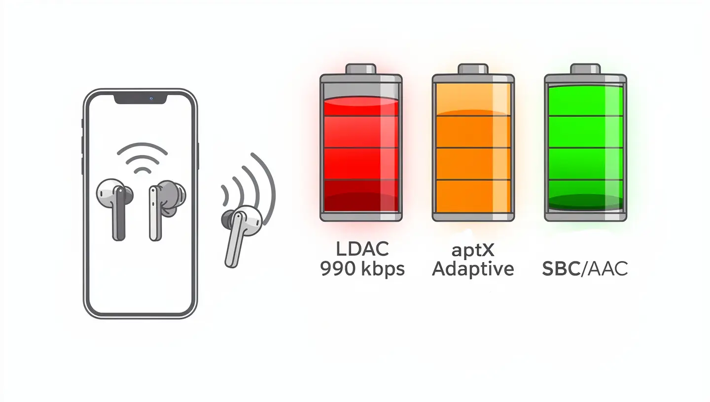 Battery drain with LDAC and aptX Adaptive